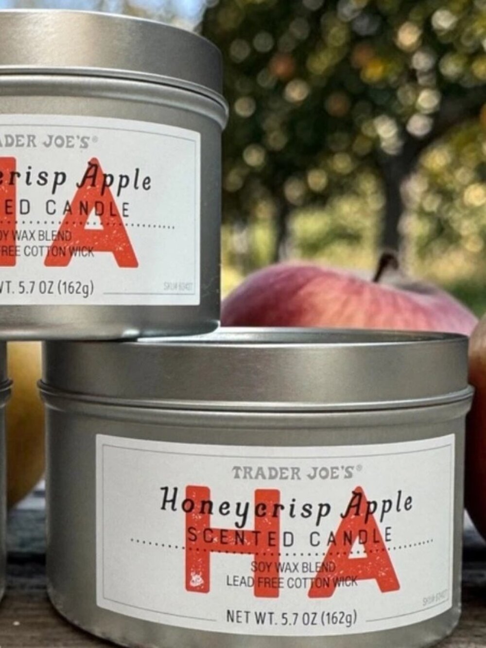 Set of 2 Trader Joe's Honeycrisp Apple Scented Candles Seasonal Limited Edition
